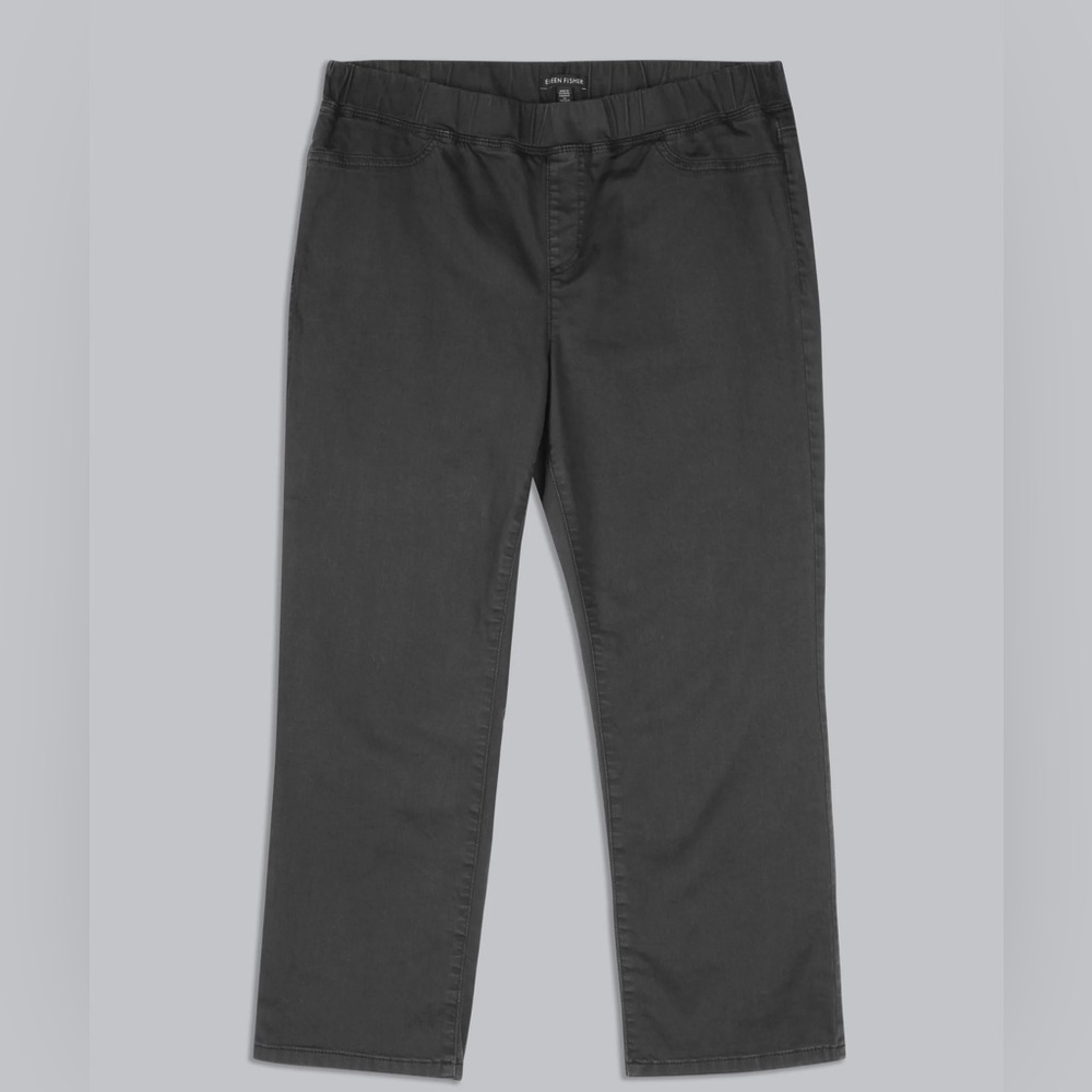 Eileen Fisher soft cotton stretch denim vintage black size large